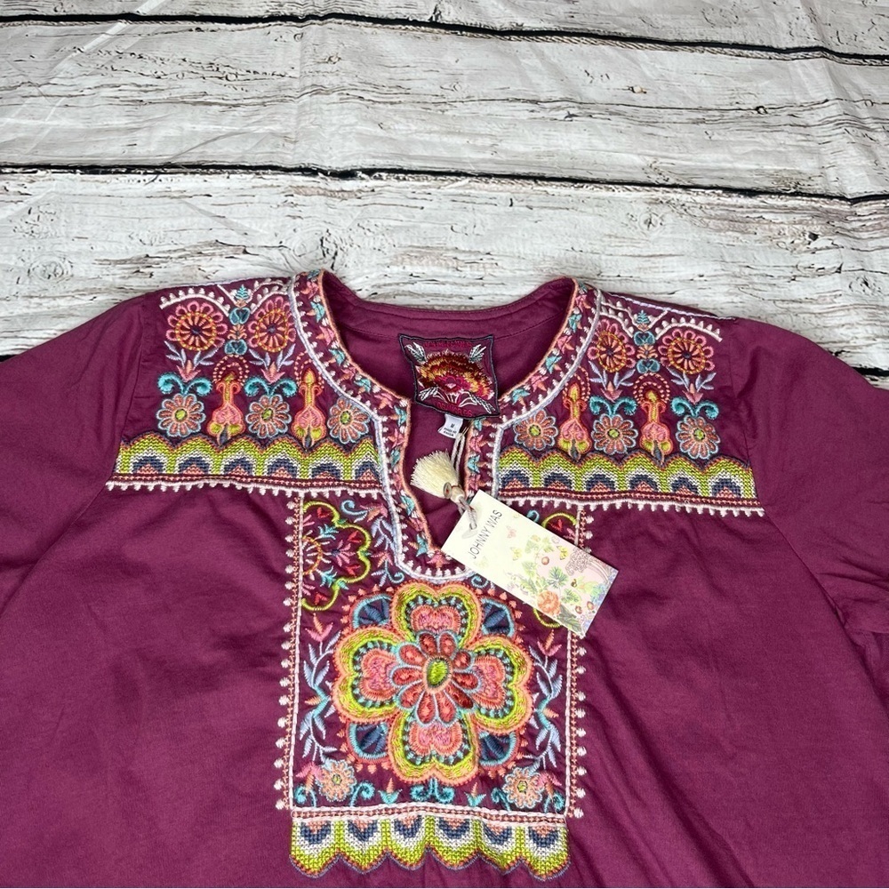NWT Johnny Was Embroidered Tamia Boho Drape Top Size M - Picture 3 of 7